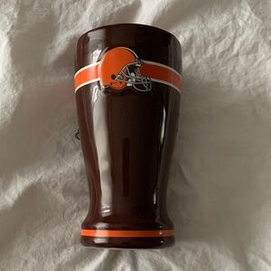 NFL Cleveland Browns Ceramic Pint Glass with Helmet Logo - Brown & Orange